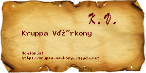 Kruppa Várkony névjegykártya